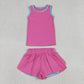 Baby Girls Kids Sleeveless Pink Tops Ruffle Shorts Set Yoga Active Clothes RTS