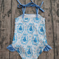 ( No moq ) Preorder Baby Girls Kids Sleeveless Castles Bows Summer One-piece Swimsuit