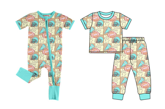 ( Moq 5 Each Style ) Baby Boys Kids Short Sleeves Sibling Football Romper Set