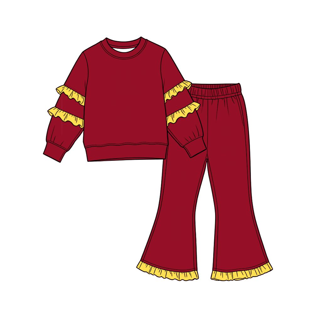 ( Moq 5 ) Preorder Sibling Baby Girls Kids Ruffle Long Sleeves Shirts Pockets Pants Cotton Sets Clothes