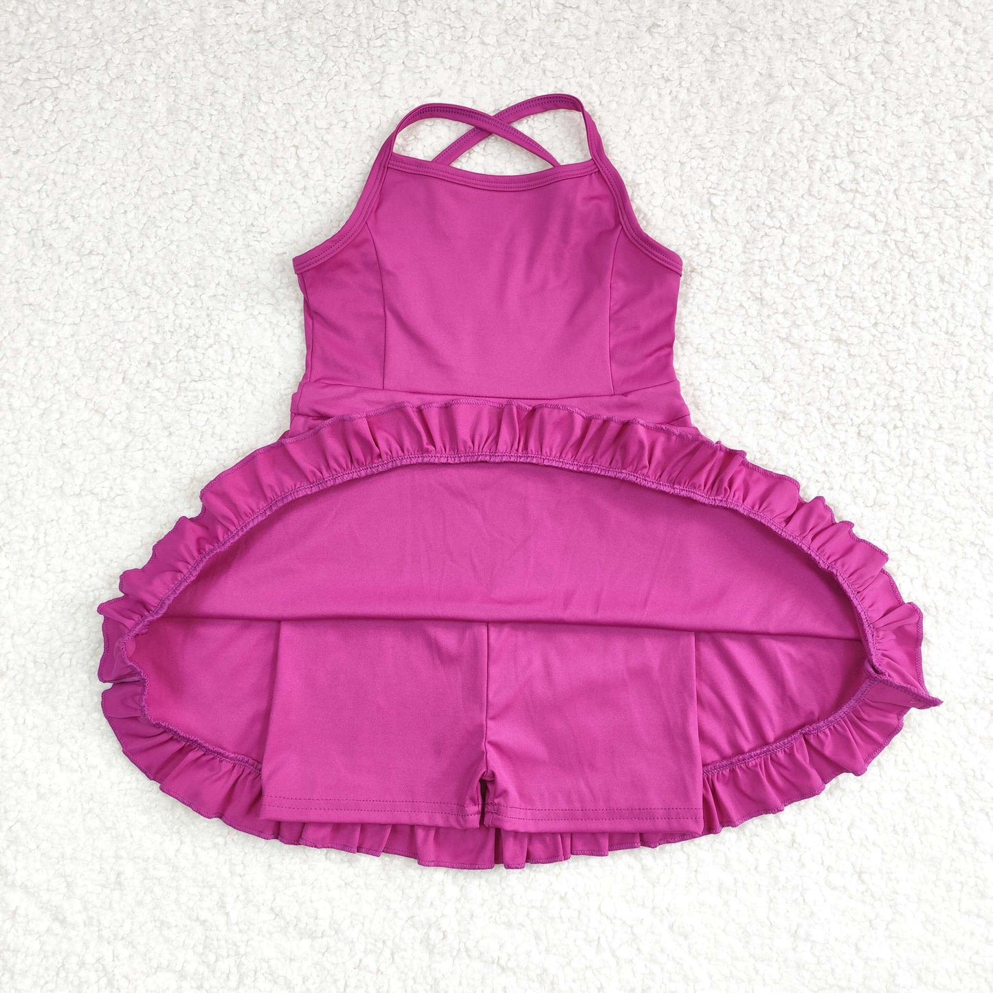 Baby Girl Sleeveless Purple Red Yoga Sports Shorts Dress