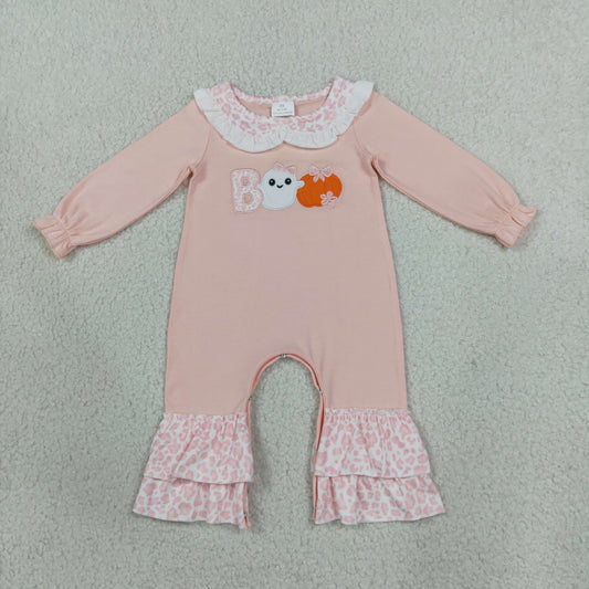 Baby Girls Infant Embroidery Ghost Pumpkin Bows Thanksgiving Romper Clothes RTS