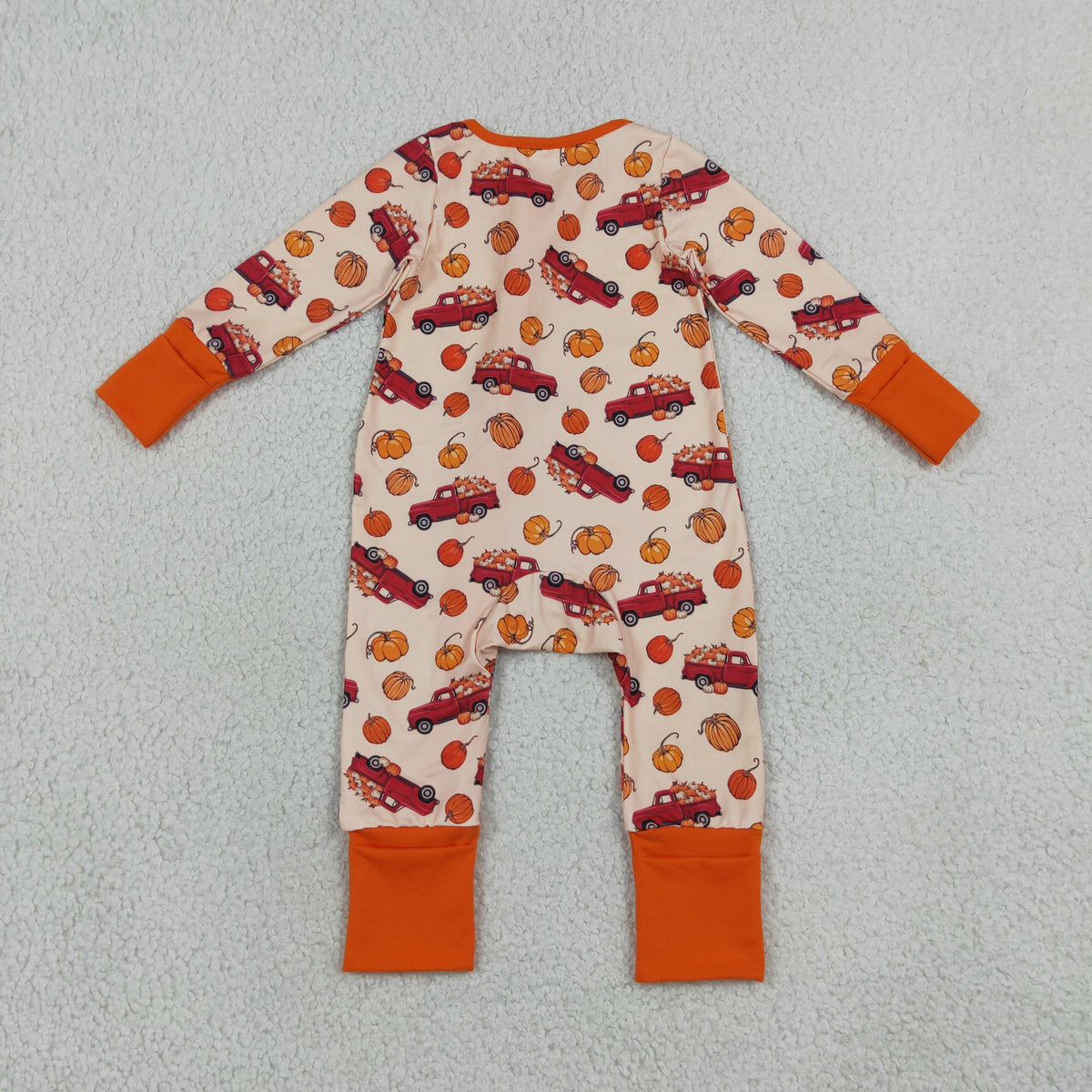 Baby Boys Infant Pumpkins Trucks Fall Zipper Footie Sleeper Romper Clothes RTS