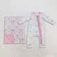 Sibling Baby Girls Floral Bows Zipper Footie Romper Blanket Clothes RTS