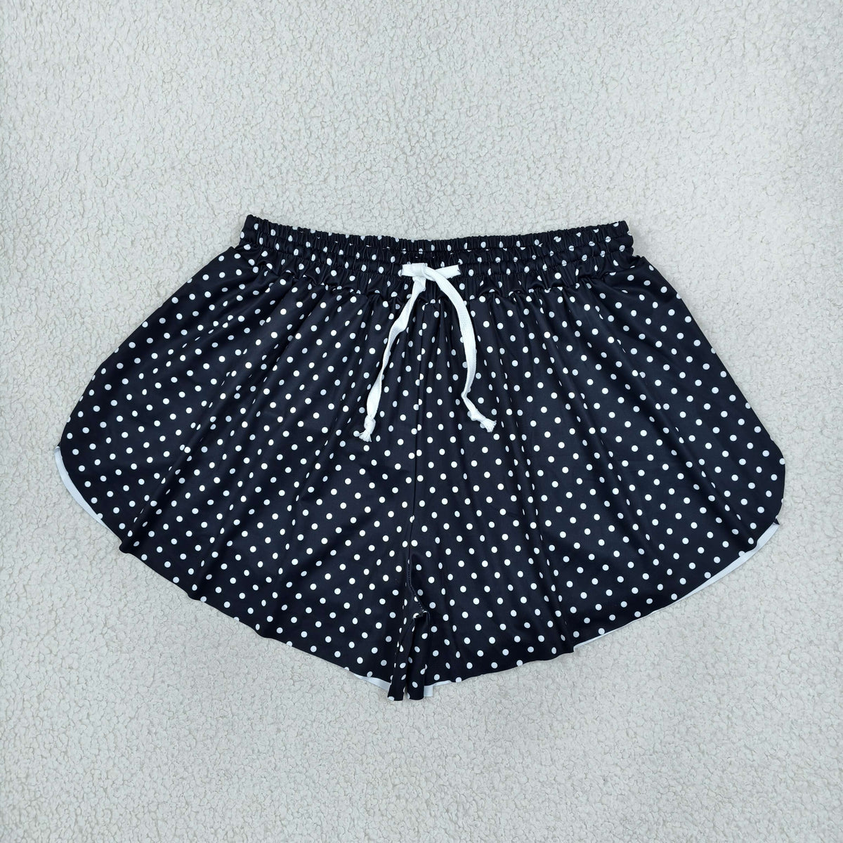 Adult Women Dots Black Yoga Active Ruffle Shorts Bottom Clothes RTS