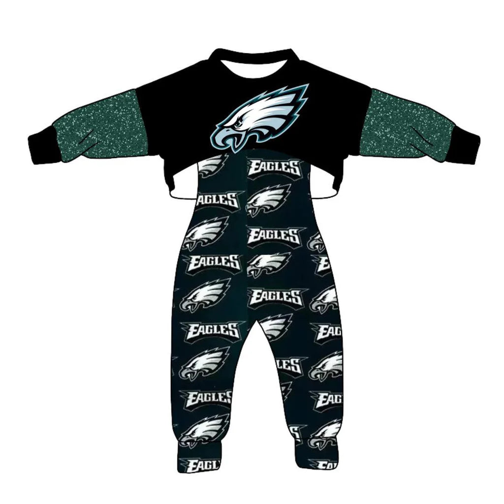 Baby Girl Infant green Long Sleeve Tops Jumpsuit Football Team Set Moq 5