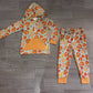 Baby Boys Kids turkey Pumpkins Hoodie Hoodie Zip Shirt Pockets Pants Thanksgiving Set RTS