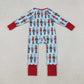 Sibling Boys Girls Long Sleeves Soldier Christmas Pajamas Zipper Romper Set Clothes RTS