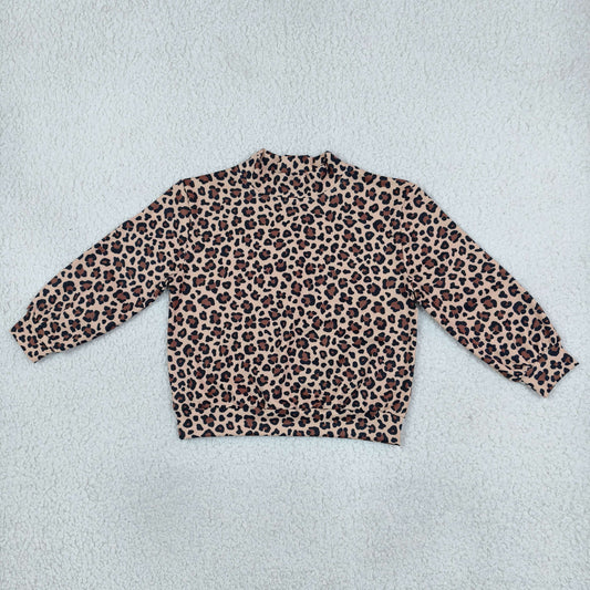 Baby Girls Kids Long Sleeves Leopard Yoga Active Shirt Mock Neck‌ Tops RTS