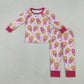 Baby Girls Long Sleeves Chips Hearts Shirt Pants Valentine Pajamas Pink Set RTS