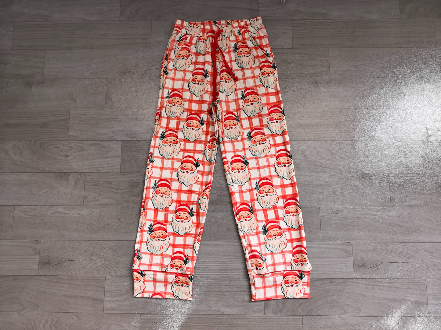 ( No moq ) Preorder Adult Women Christmas Santa Plaid Pants Bottoms Clothes