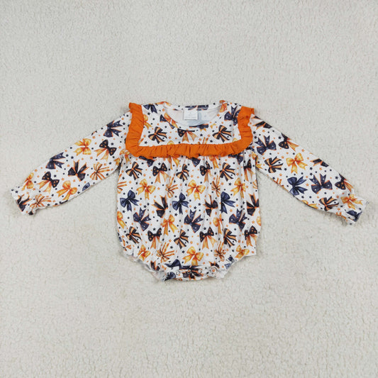 Baby Girl Long Sleeves Colorful Bows Stars Bubble Halloween Romper RTS