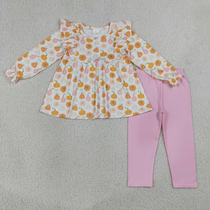 Sibling Baby Girls Kids Thanksgiving Pumpkins Bows Romper Set Fall Clothes RTS