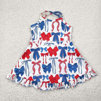 (No.25-36 ) Sibling Baby Girls Kids Straps Ruffle Shorts Knee Length Dresses Yoga Active Clothes RTS