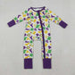 Sibling Toddler Kids Long Sleeves Mardi Gras Camo Zipper Romper Set Pajamas Clothes RTS