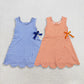 Sibling Baby Girls Checked Bow Ruffle Yoga Active Shorts Knee Length Scallop Dresses RTS