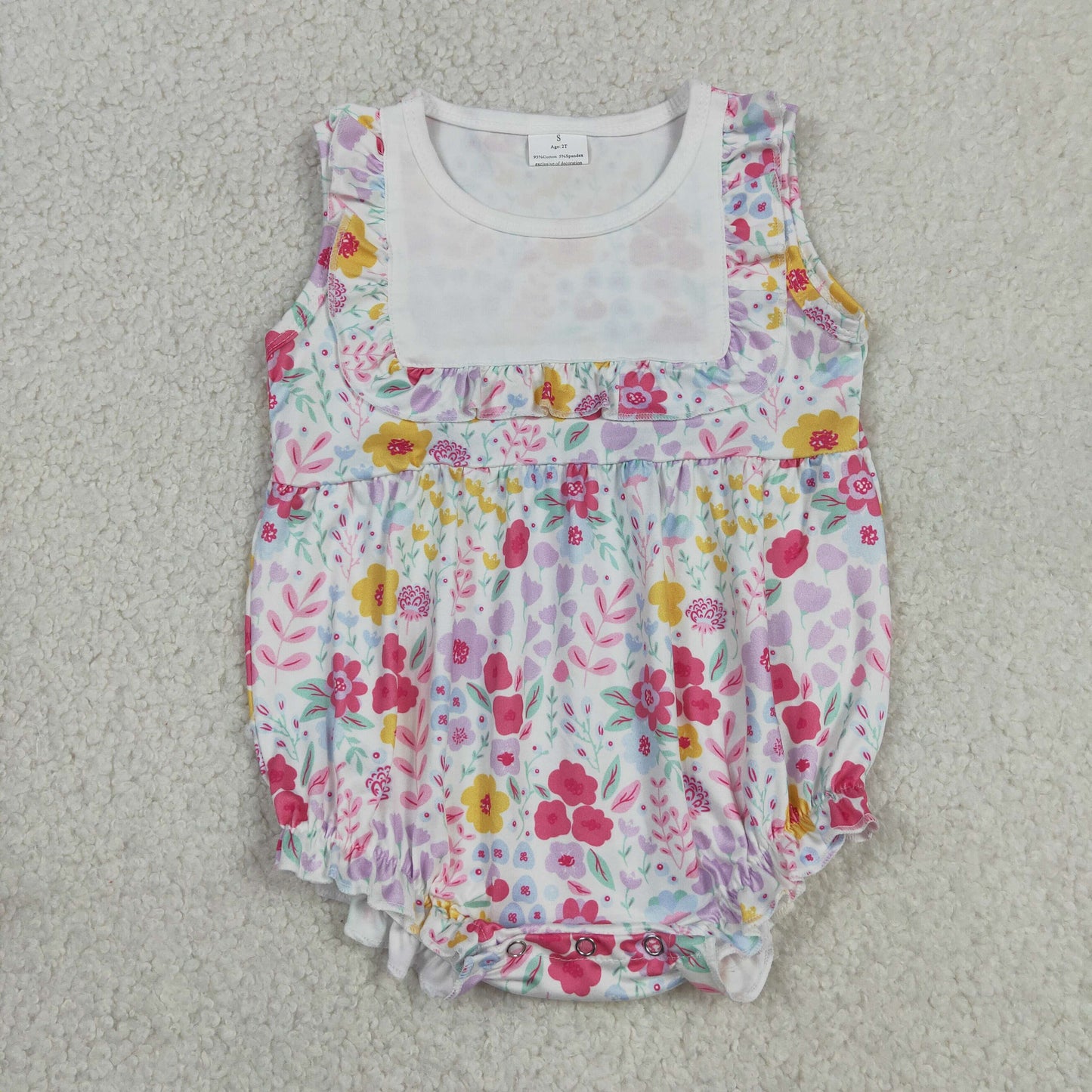 Baby Girls Infant Sleeveless Floral Summer Bubble Romper RTS