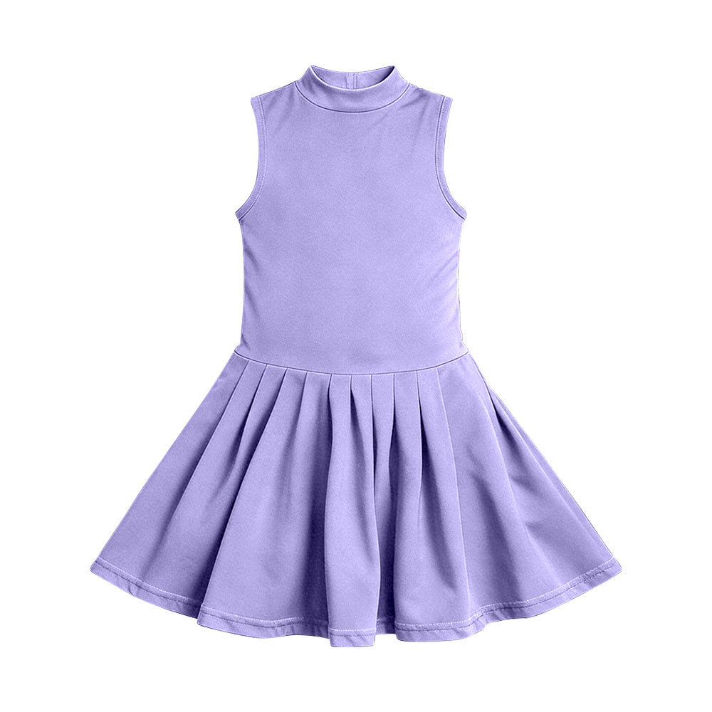 ( Moq 5 ) Preorder Baby Girls Sleeveless Lavender Shorts Knee Length Yoga Active Dress