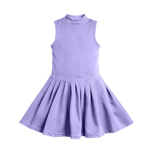 ( Moq 5 ) Preorder Baby Girls Sleeveless Lavender Shorts Knee Length Yoga Active Dress