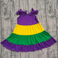 Baby Girls Kids Bows Sleeveless Mardi Gras Cotton Knee Length Dress RTS