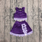 ( No moq ) Preorder Baby Girls Kids Scallop Shirt Purple Plaid Bows Skirt Shorts Set Yoga Active Clothes