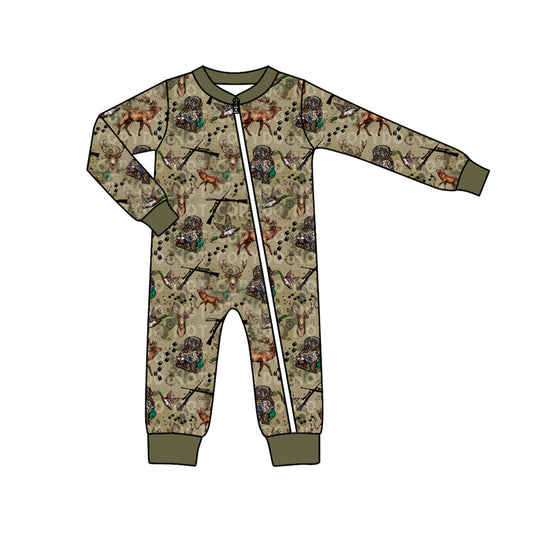 Baby Boy Fall Deer Hunting Long Sleeves Zipper Romper