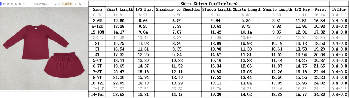 Baby Girls Kids Long Sleeves Purple Shirt Pockets Skirt Shorts Cotton Set Clothes RTS