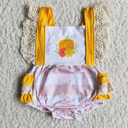 Promotion A0-13 Baby Girl Pumpkin Bubble Romper