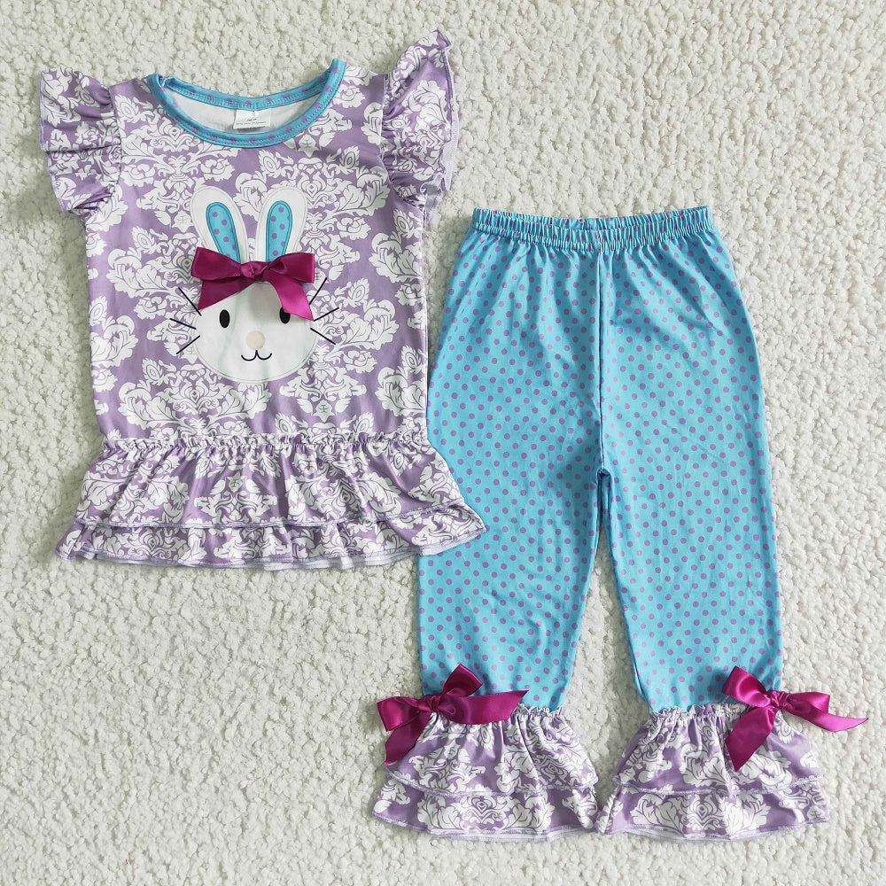 Promotion A0-1 Baby Girl Rabbit Purple Easter Set