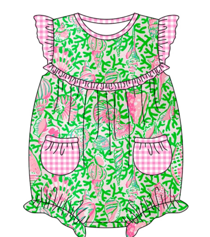 Baby Boy Girl Short Sleeves Green Summer Sibling Dress Romper Clothes Set ( Moq 5 Each style )