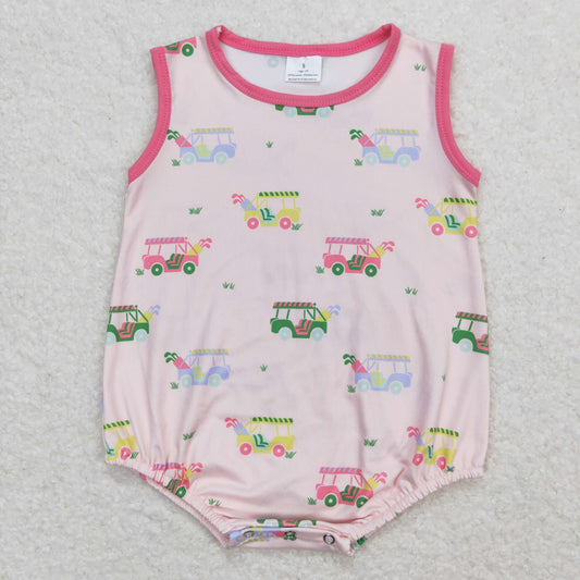 Baby Girl Sleeveless Golf Pink One Piece Romper