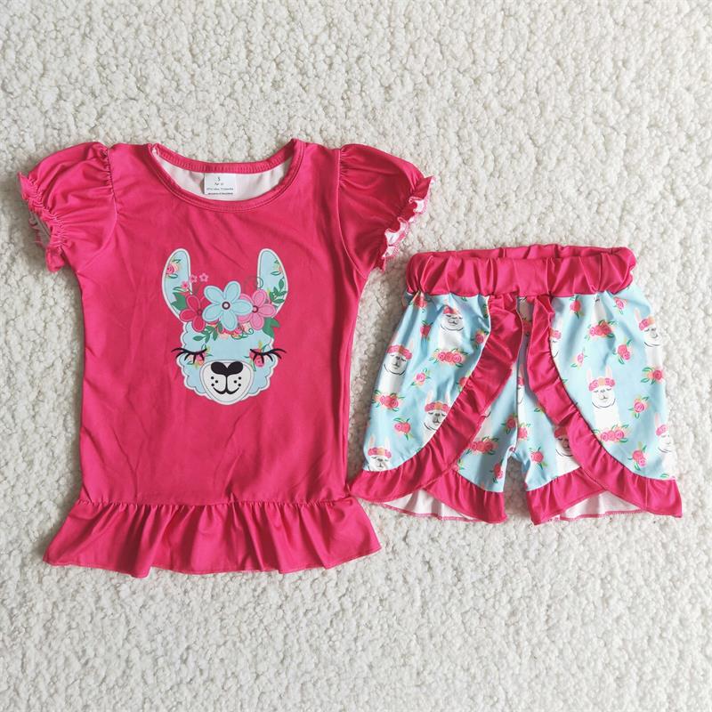 Promotion Baby Girl Summer Rose Red Shorts Outfit