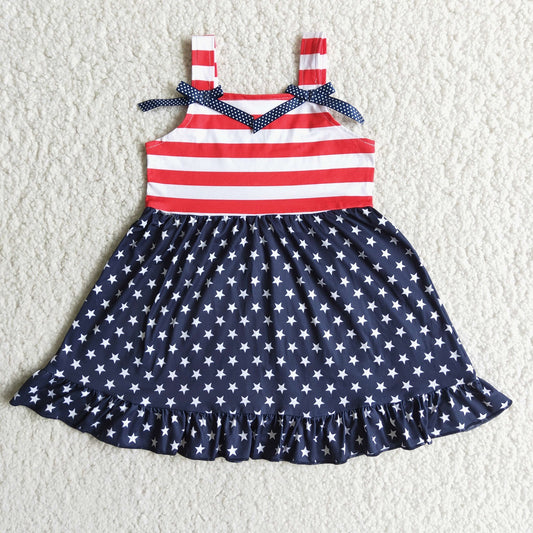 Promotion Baby Girl Sleeveless Stars Stripes July 4th Dress