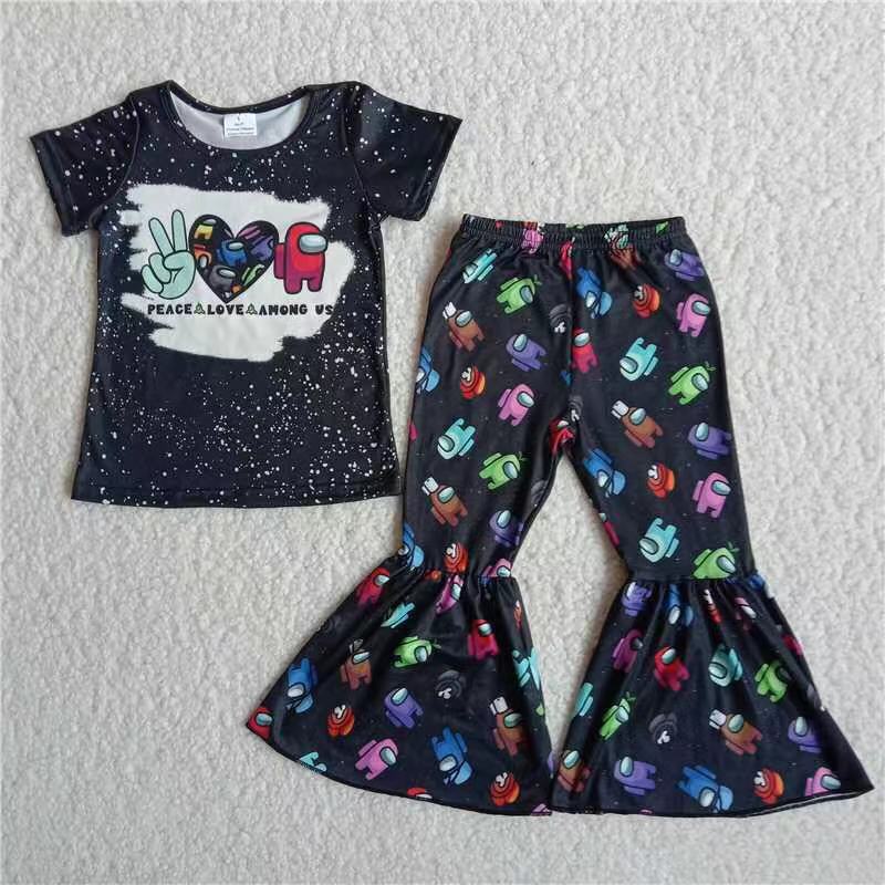 Promotion Baby Girl Black Bell Pants Set