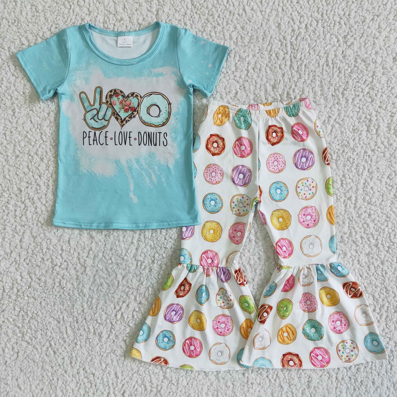 Promotion Peace Love Donuts Baby Girl Bell Pants Set