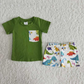 Promotion Baby Girl Summer Dinosaur Green Cotton Shorts Outfit