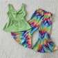 Promotion Baby Girls Kids Sleeveless Green Bows Tunic Bell Pants Set RTS