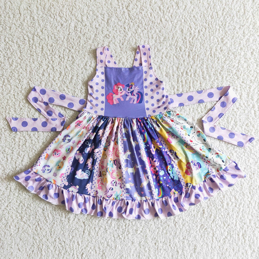 Promotion A17-4 Baby Girl Horse Cartoon Twirl Dress