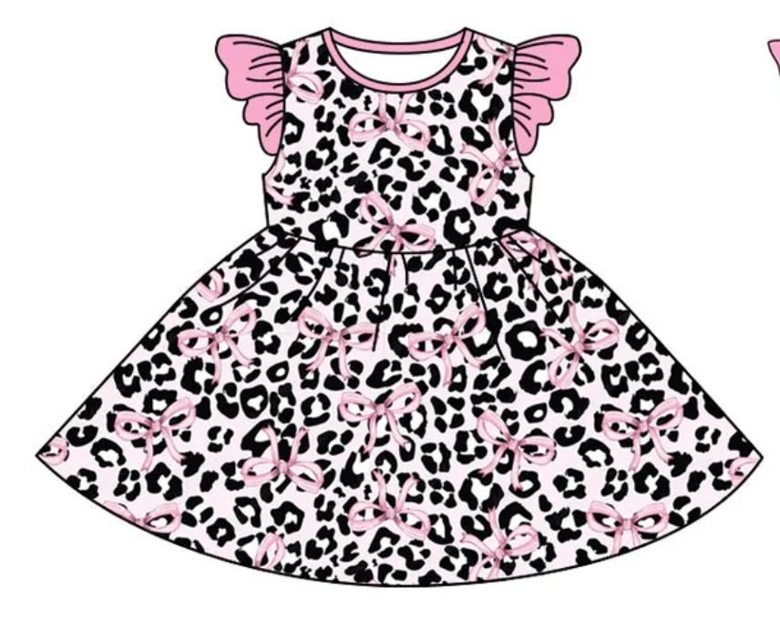 Baby Girl Adult Women Leopard Pink Bows Sibling Matching Romper Dress Shorts Clothes Set Each Style