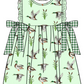 Baby Boy Girl Ducks Green Plaid Sibling Matching Green Dress Romper Clothes Set ( Moq 5 Each style )