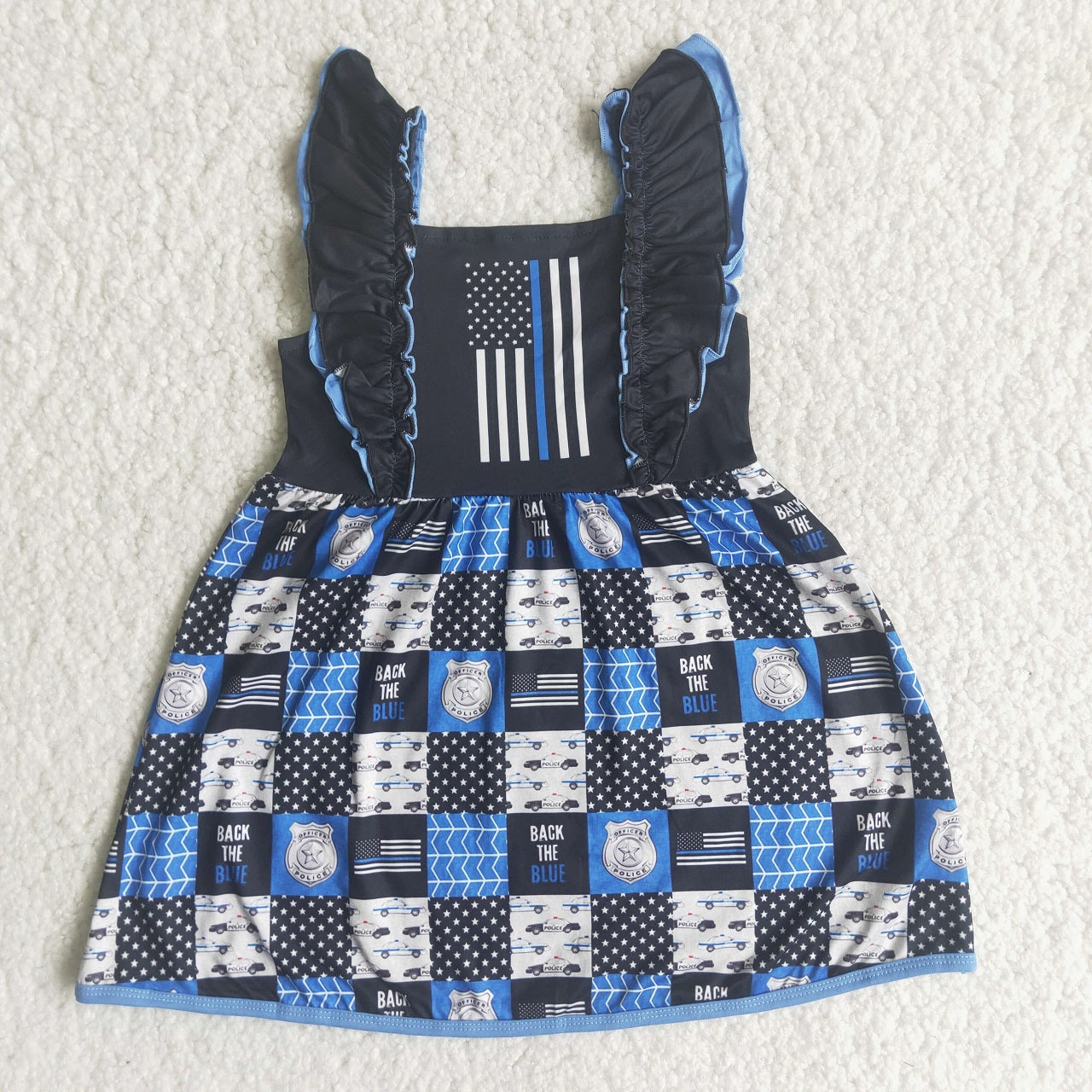 Promotion Baby Girl Blue Summer Flag Dress