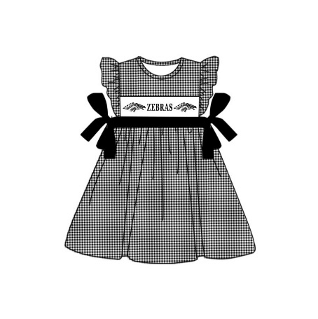 baby girl black checkered flutter sleeves team dress