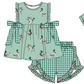 Baby Boy Girl Duck Green Plaid Bows Sibling Matching Dress Romper Clothes Set ( Moq 5 Each style )