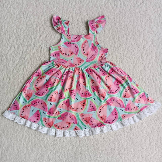 Promotion A9-10 Baby Girl Watermelon Twirl Dress