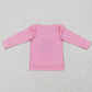GT0369 Baby Girl Christmas Embroidery Long Sleeves Santa Pink Cotton Shirt