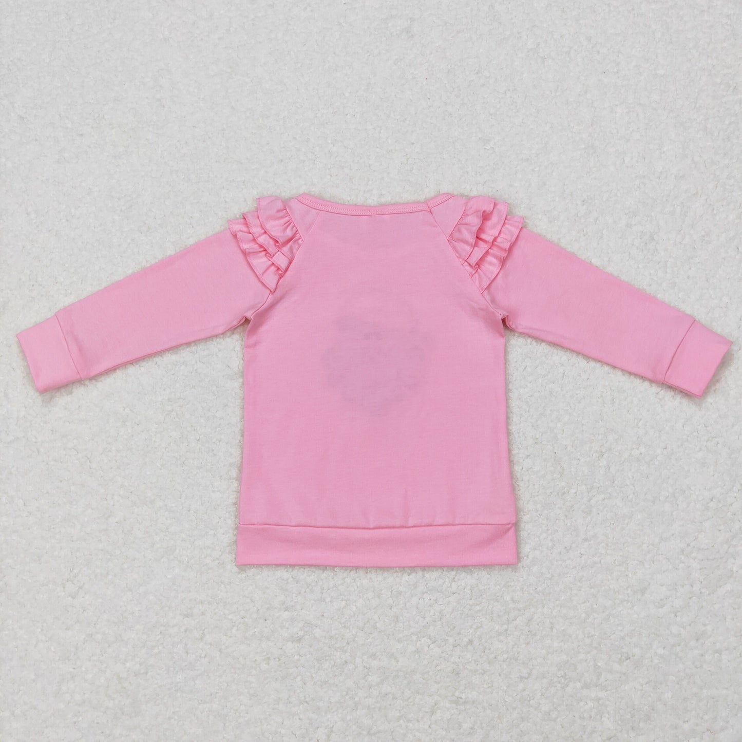 GT0369 Baby Girl Christmas Embroidery Long Sleeves Santa Pink Cotton Shirt