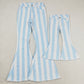 Adult Women Blue Stripes Denim Jeans Bell Pants