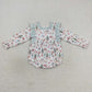 LR0556 Baby Girl Christmas Long Sleeves One Piece Reindeer Gingerbread Romper