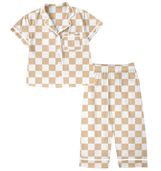 Baby Boy Girl Sibling Checkered Shirt Romper Set Moq 5