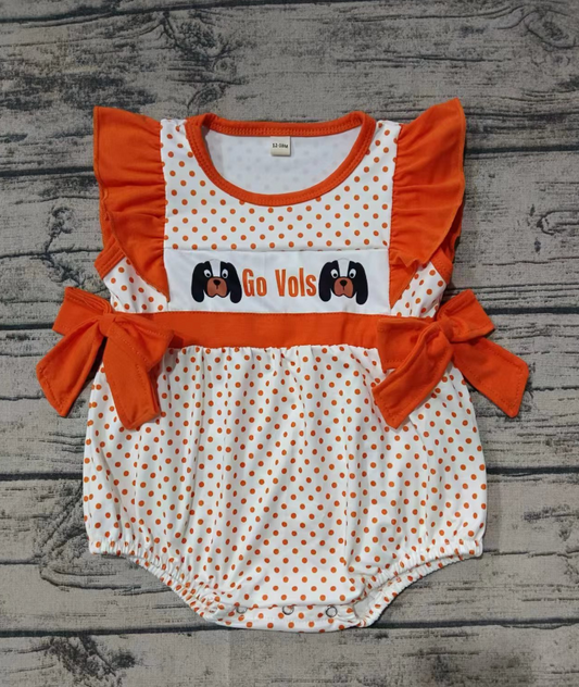 Baby Girl Newborn Short Sleeves Dogs Dots Bubble Team Romper